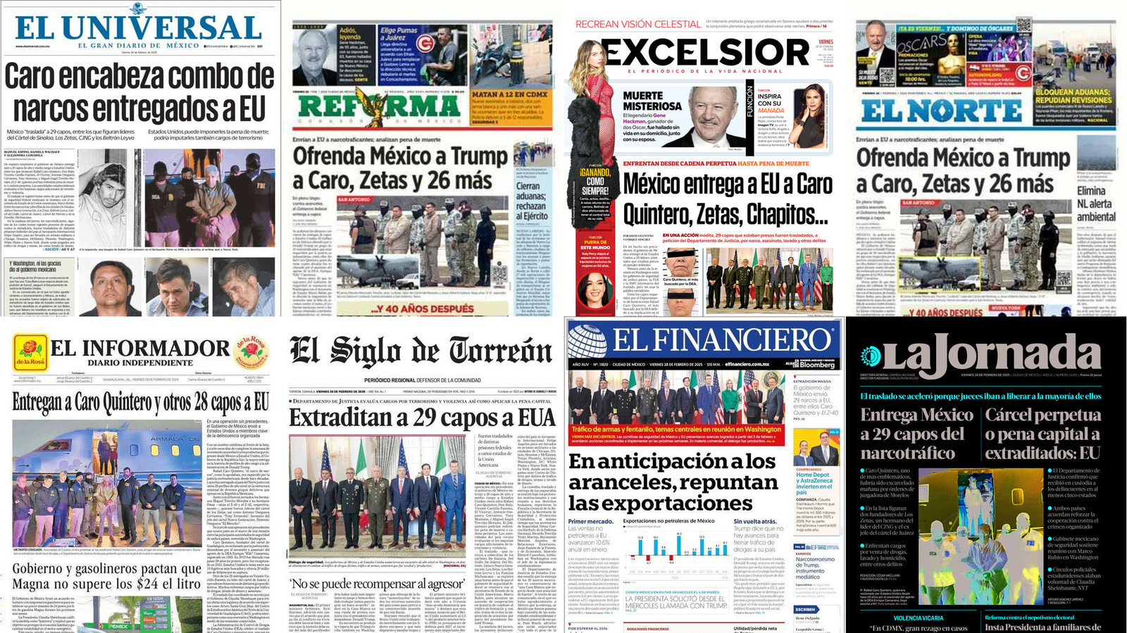 Portadas de periódicos impresos más importantes de México hoy