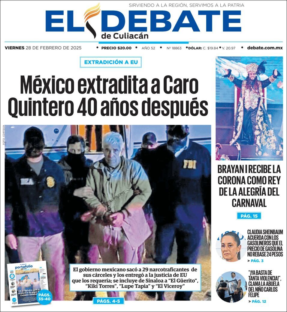 El Debate Culiacán, edición del viernes 28 de febrero de 2025