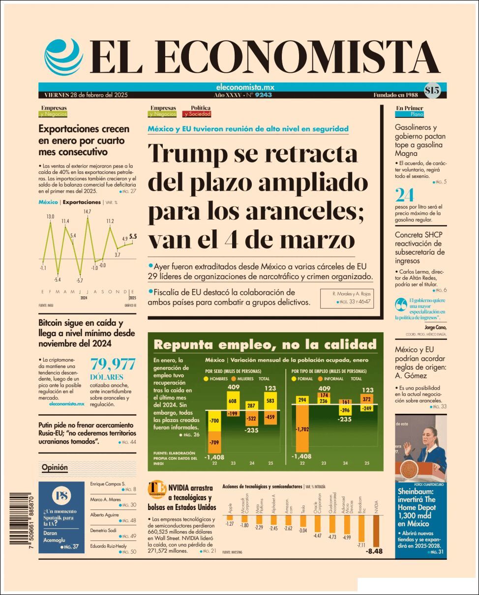 El Economista, edición del viernes 28 de febrero de 2025