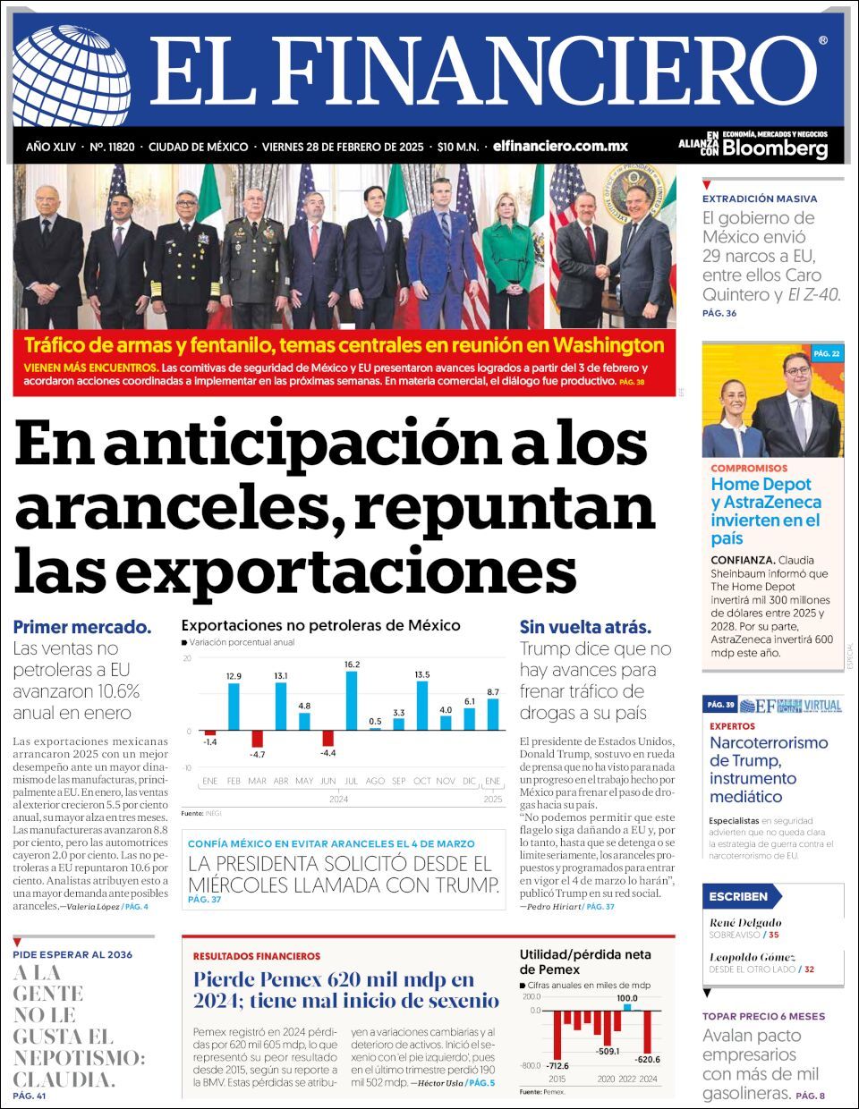 El Financiero, edición del viernes 28 de febrero de 2025