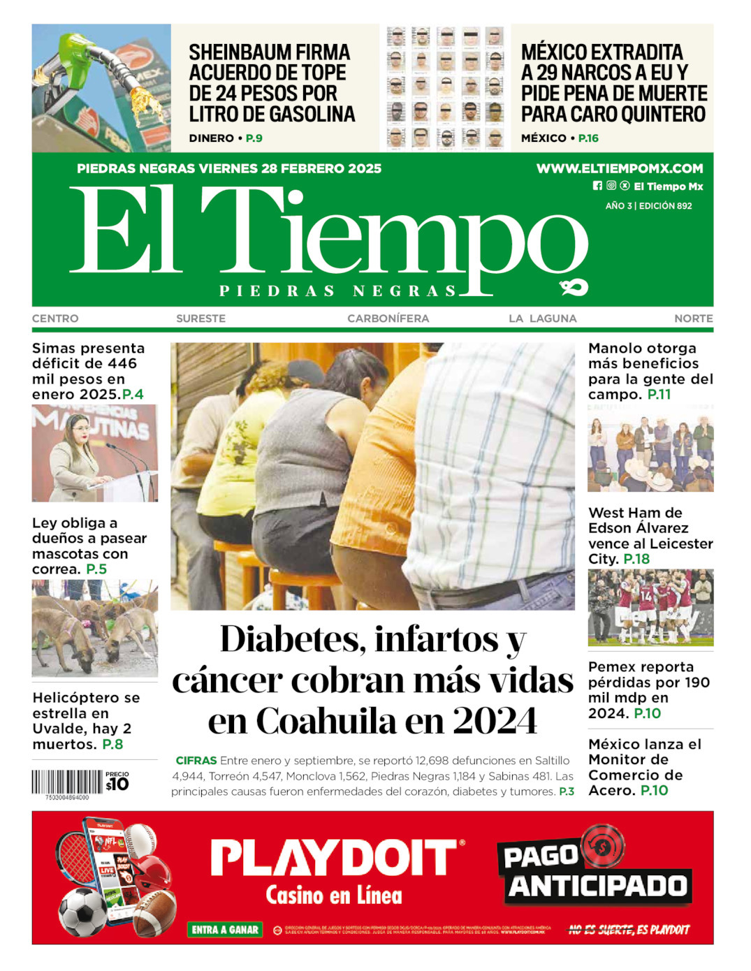 El Tiempo Piedras Negras, edición del viernes 28 de febrero de 2025