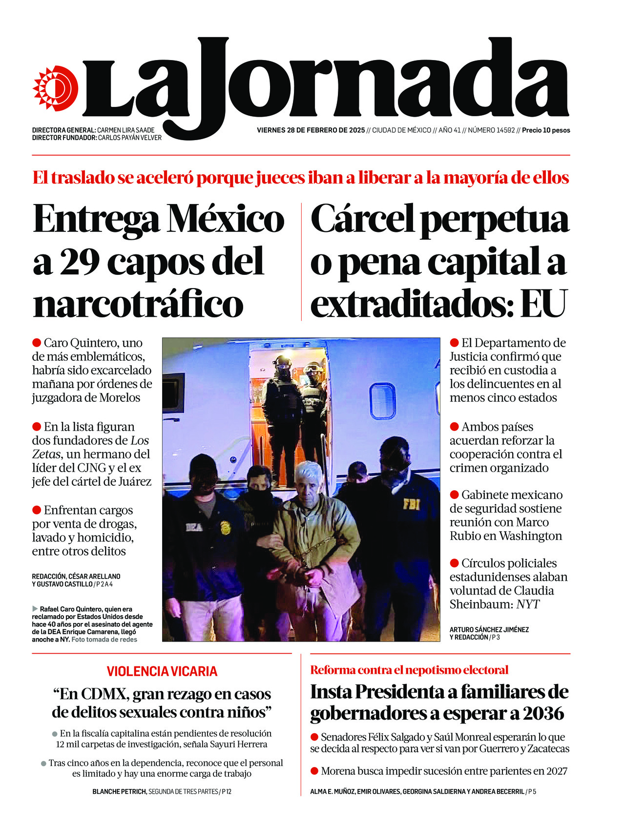 La Jornada, edición del viernes 28 de febrero de 2025