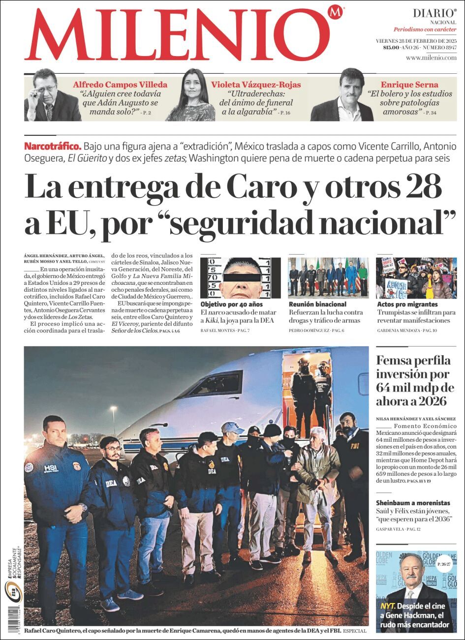 Milenio, edición del viernes 28 de febrero de 2025