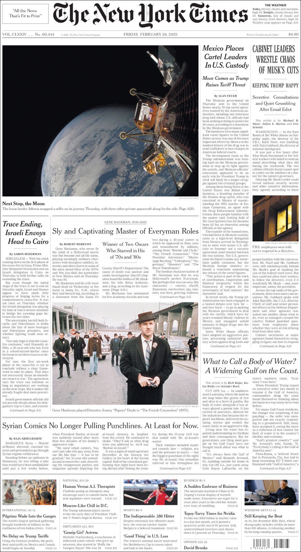 The New York Times, edición del viernes 28 de febrero de 2025