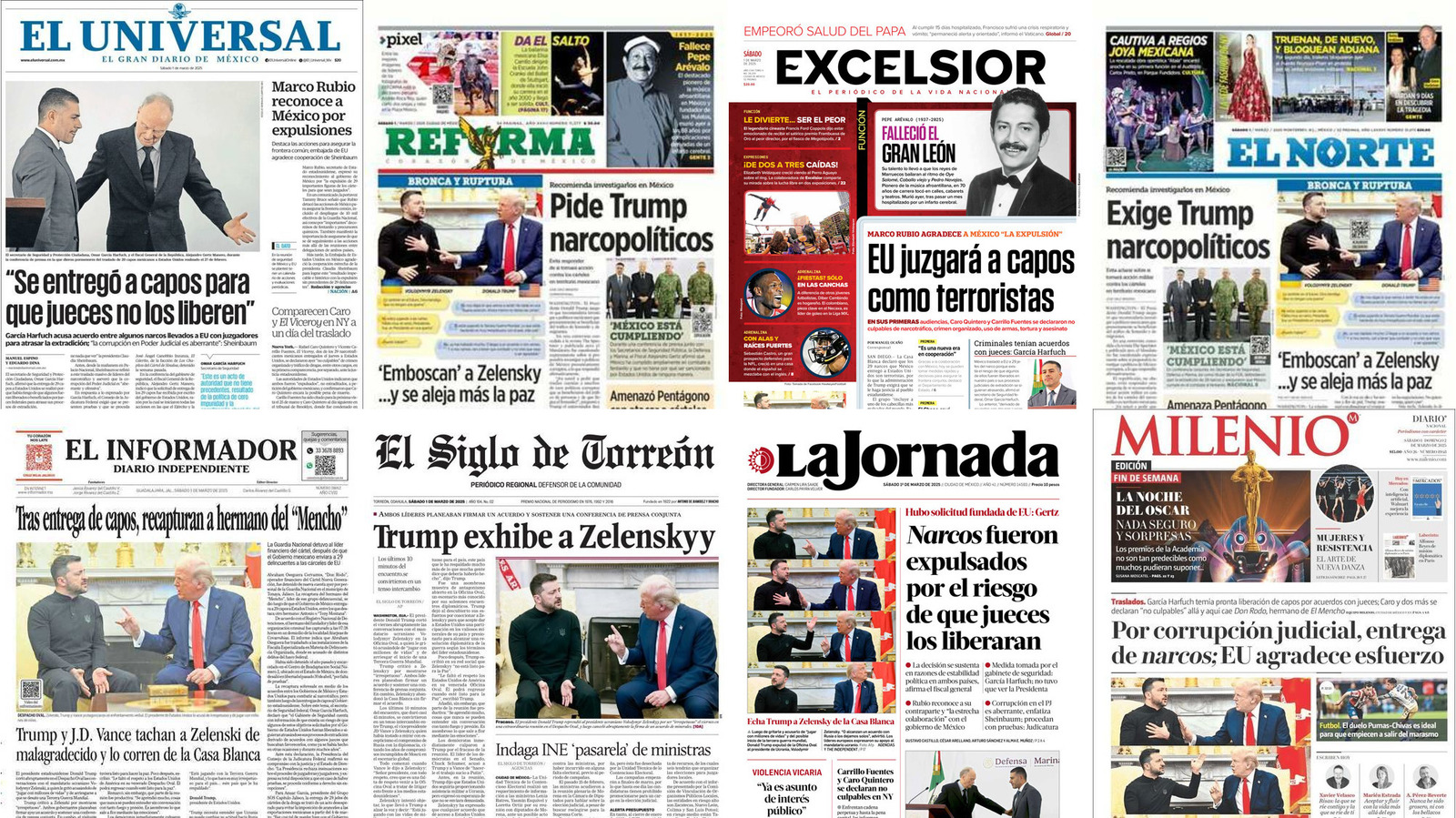 Portadas de periódicos impresos más importantes de México hoy