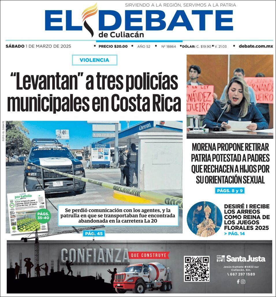 El Debate Culiacán, edición del sábado 01 de marzo de 2025