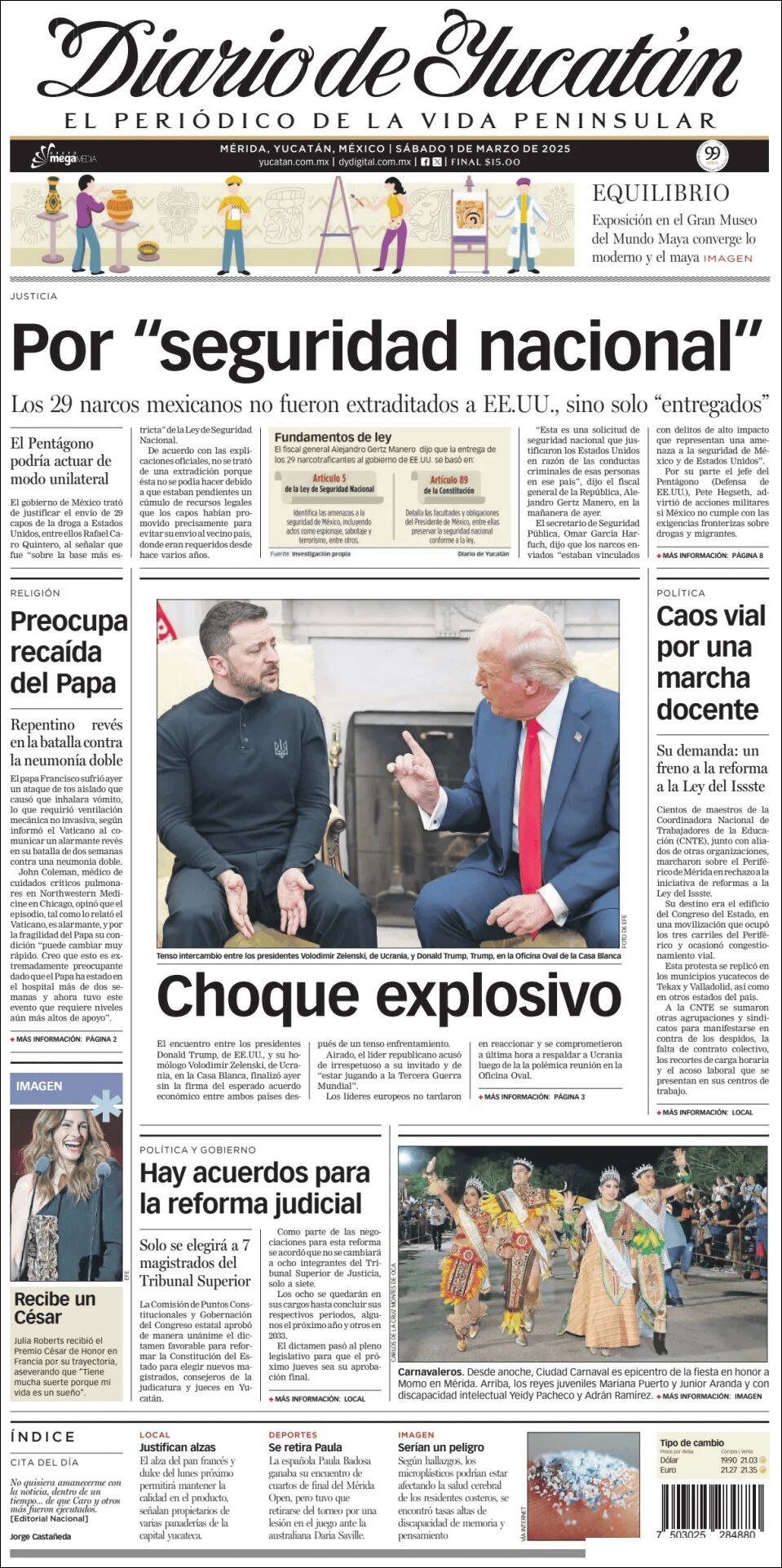 El Diario de Yucatán, edición del sábado 01 de marzo de 2025