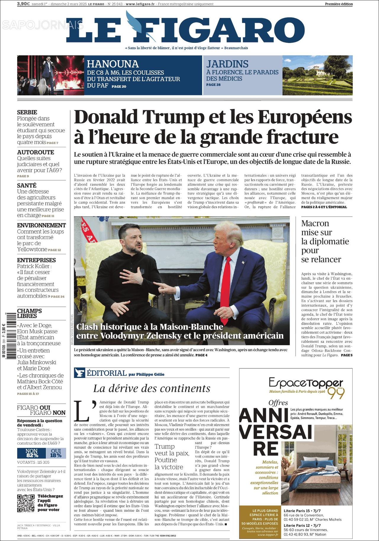 Le Figaro, edición del sábado 01 de marzo de 2025