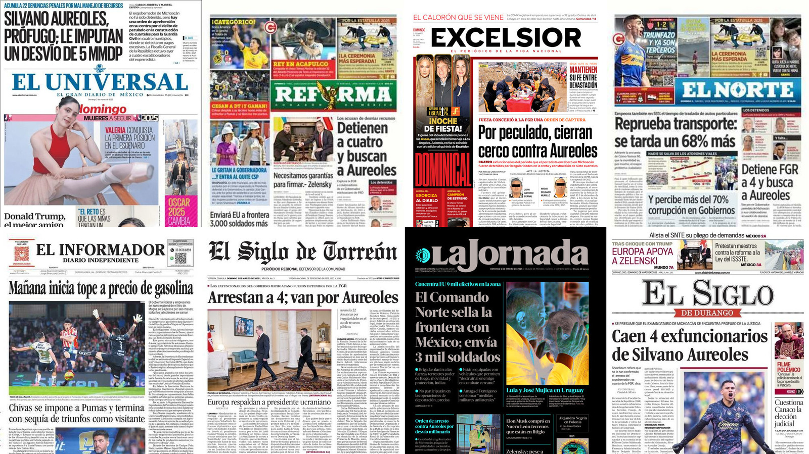 Portadas de periódicos impresos más importantes de México hoy