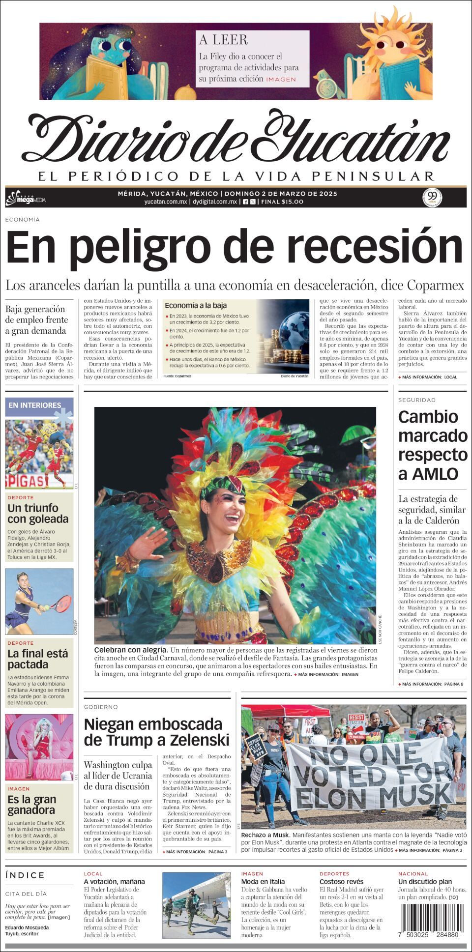 El Diario de Yucatán, edición del domingo 02 de marzo de 2025