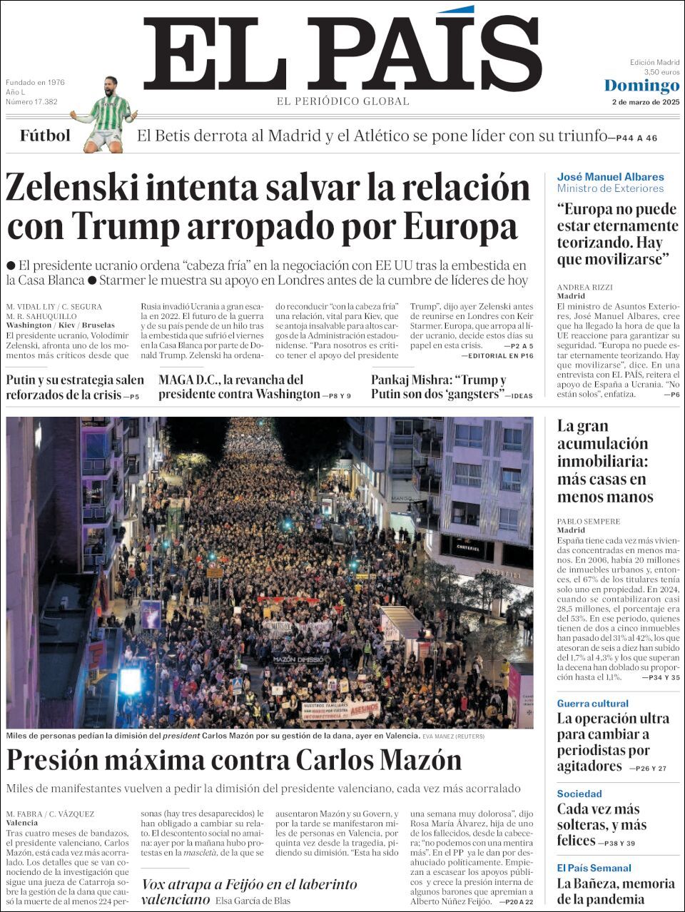 El País, edición del domingo 02 de marzo de 2025