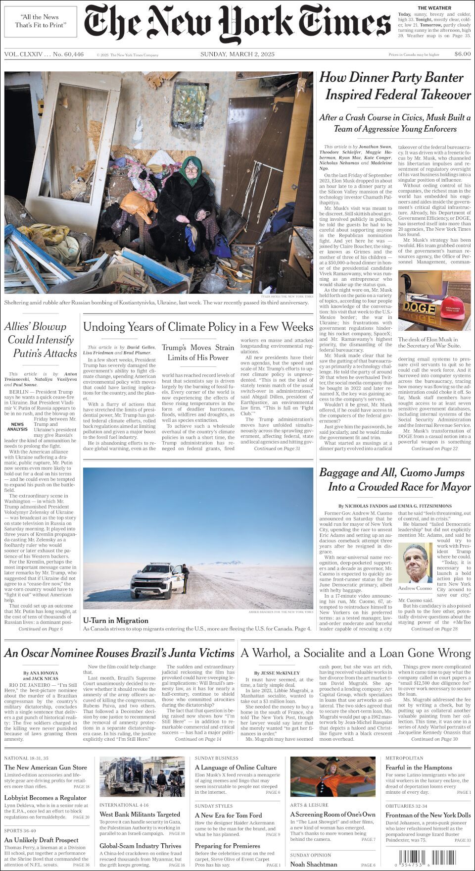 The New York Times, edición del domingo 02 de marzo de 2025