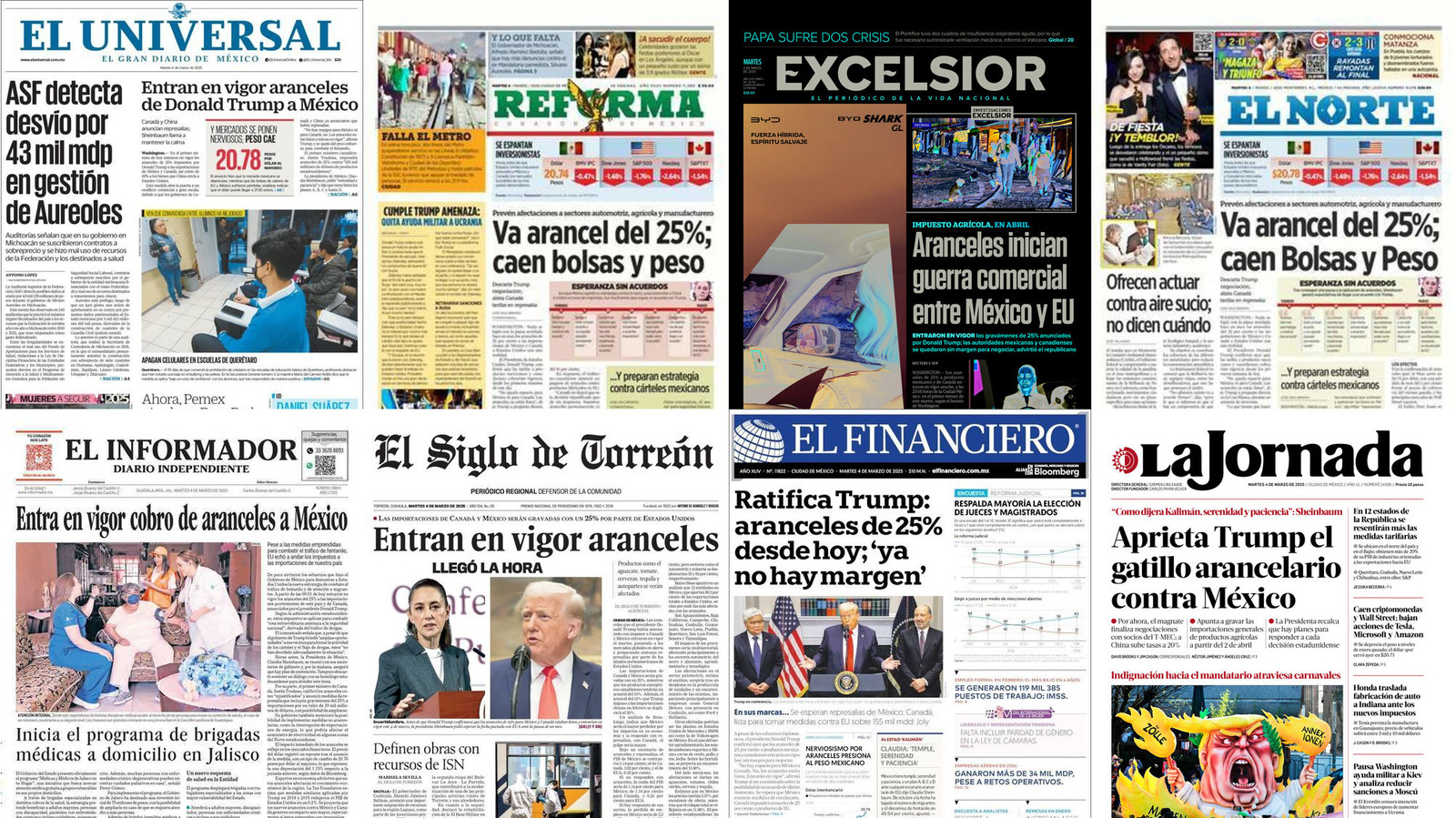 Portadas de periódicos impresos más importantes de México hoy