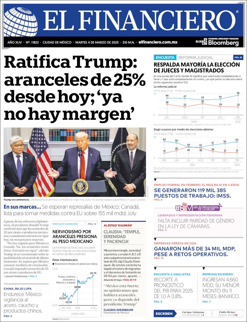 El Financiero, edición del martes 04 de marzo de 2025