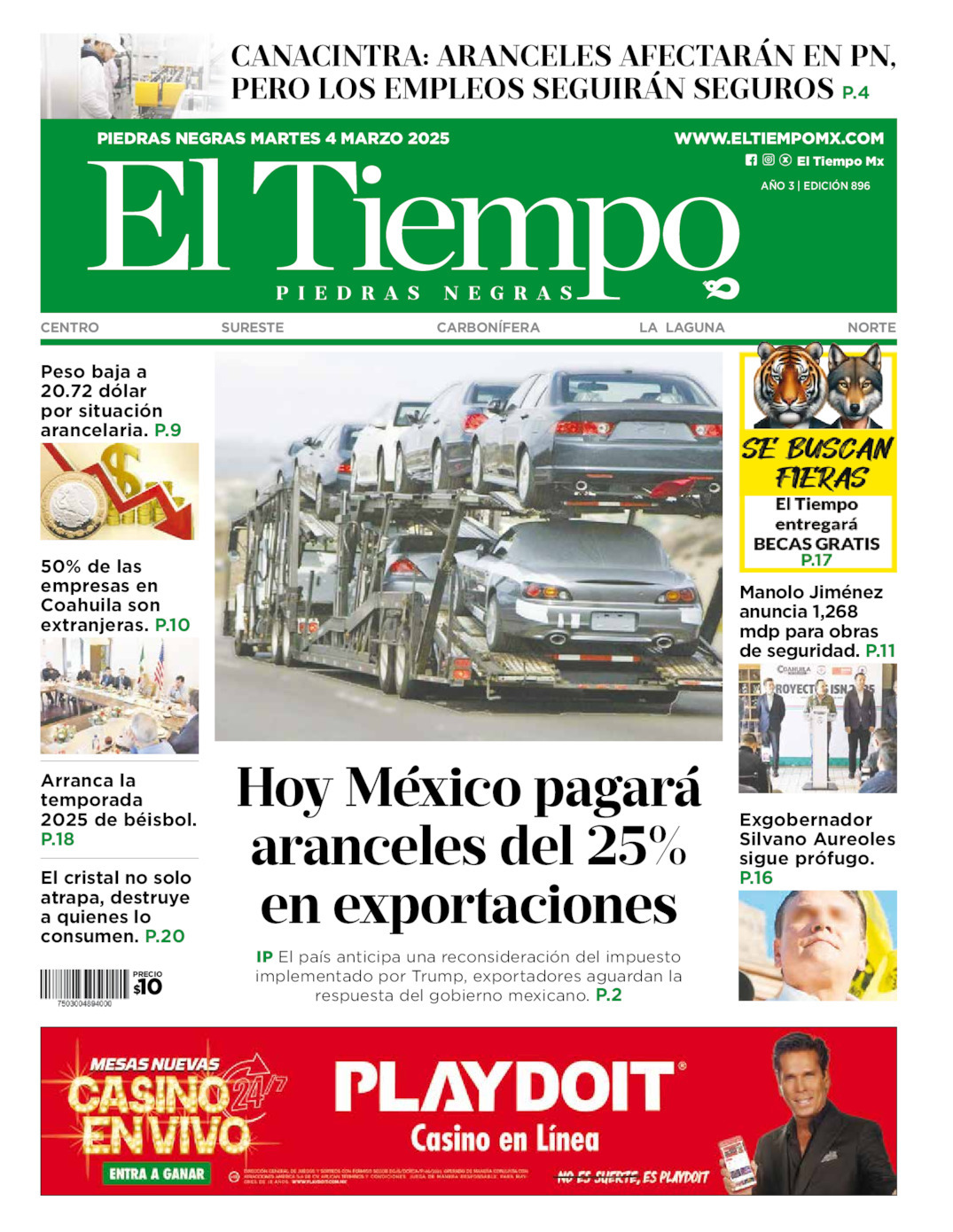 El Tiempo Piedras Negras, edición del martes 04 de marzo de 2025