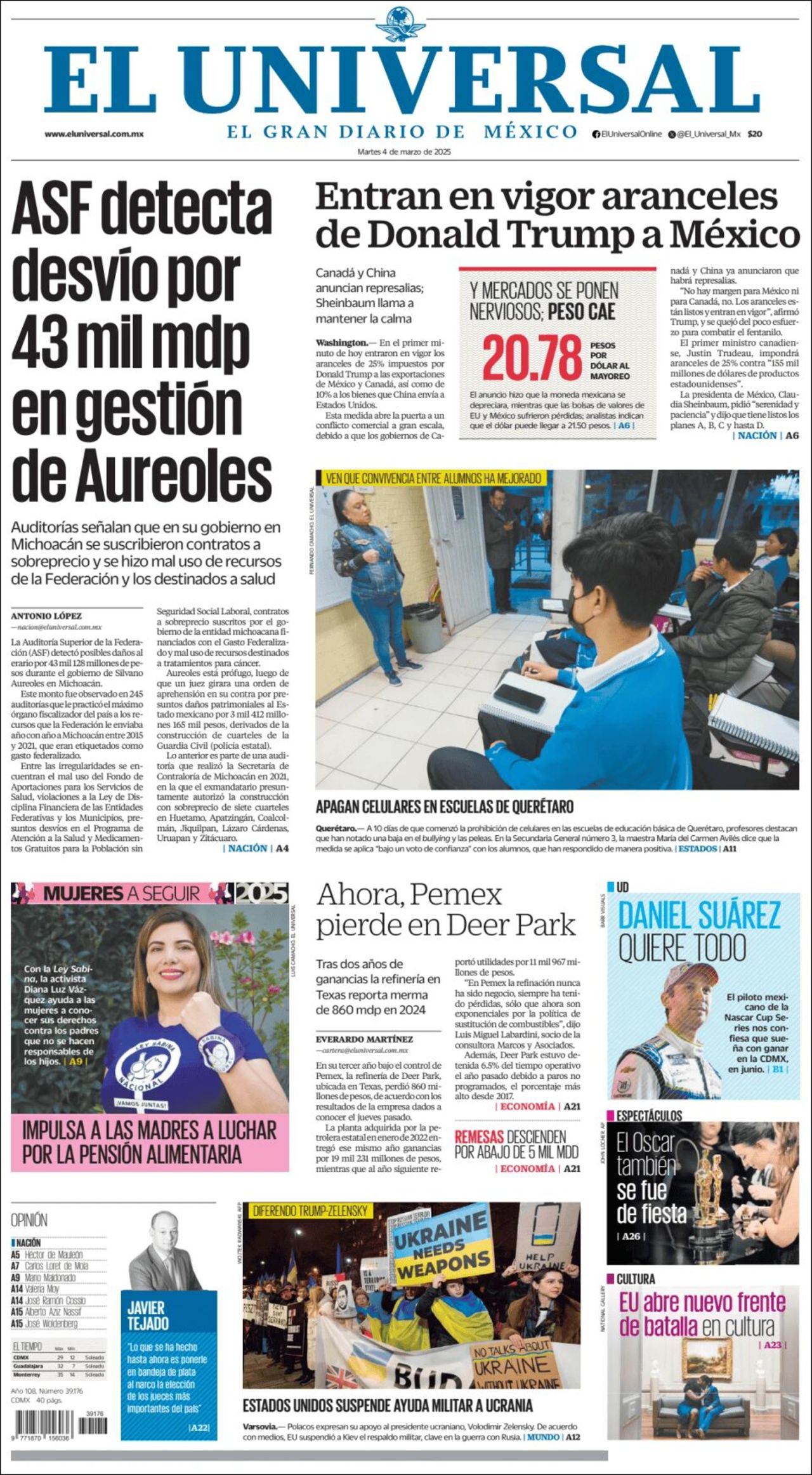 El Universal, edición del martes 04 de marzo de 2025