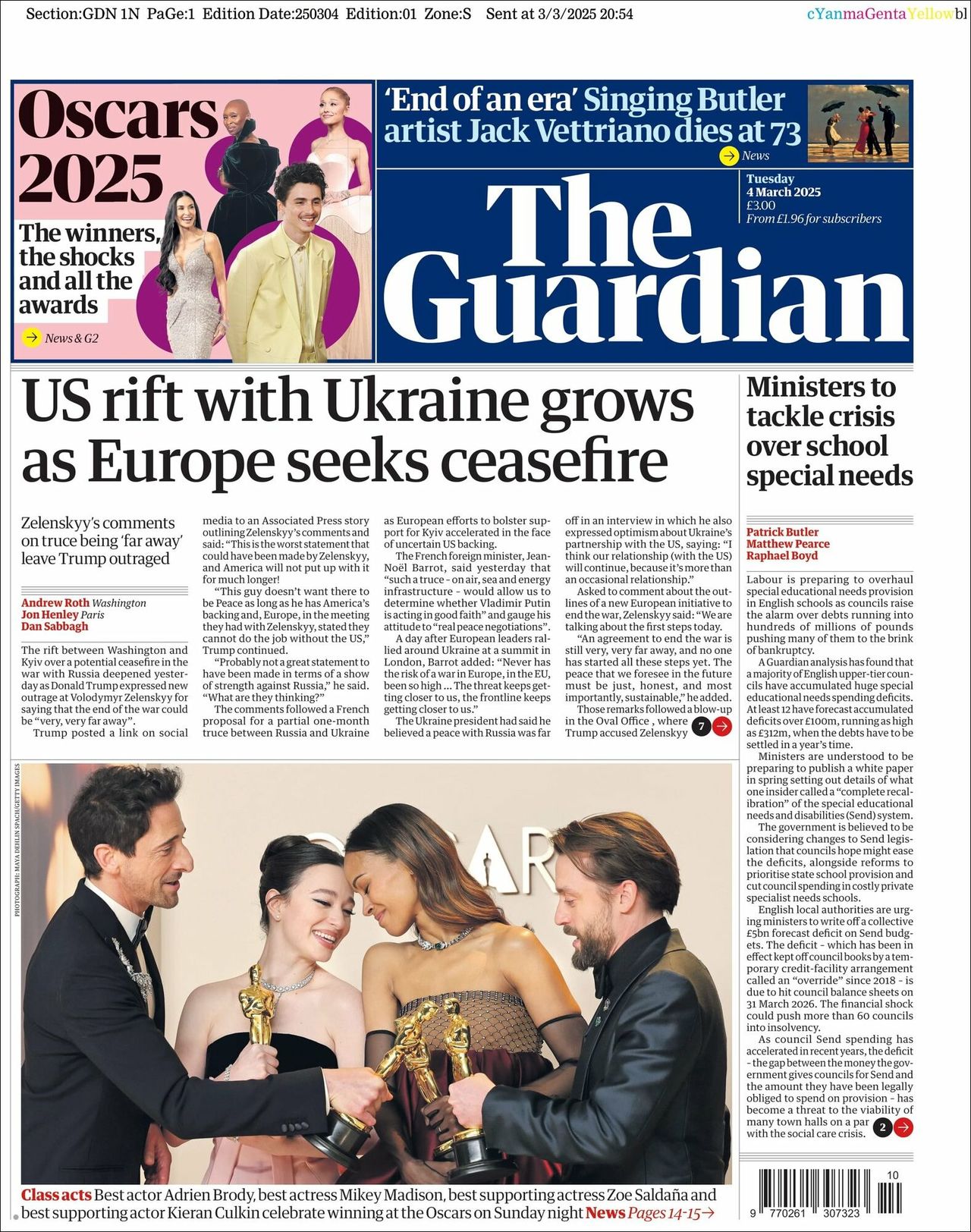 The Guardian, edición del martes 04 de marzo de 2025