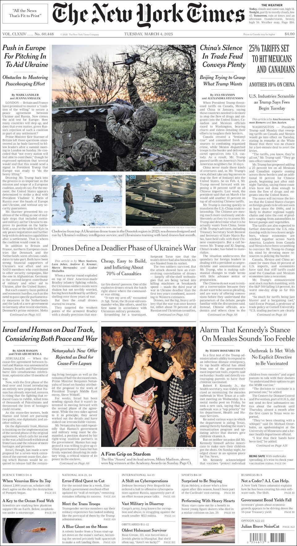 The New York Times, edición del martes 04 de marzo de 2025