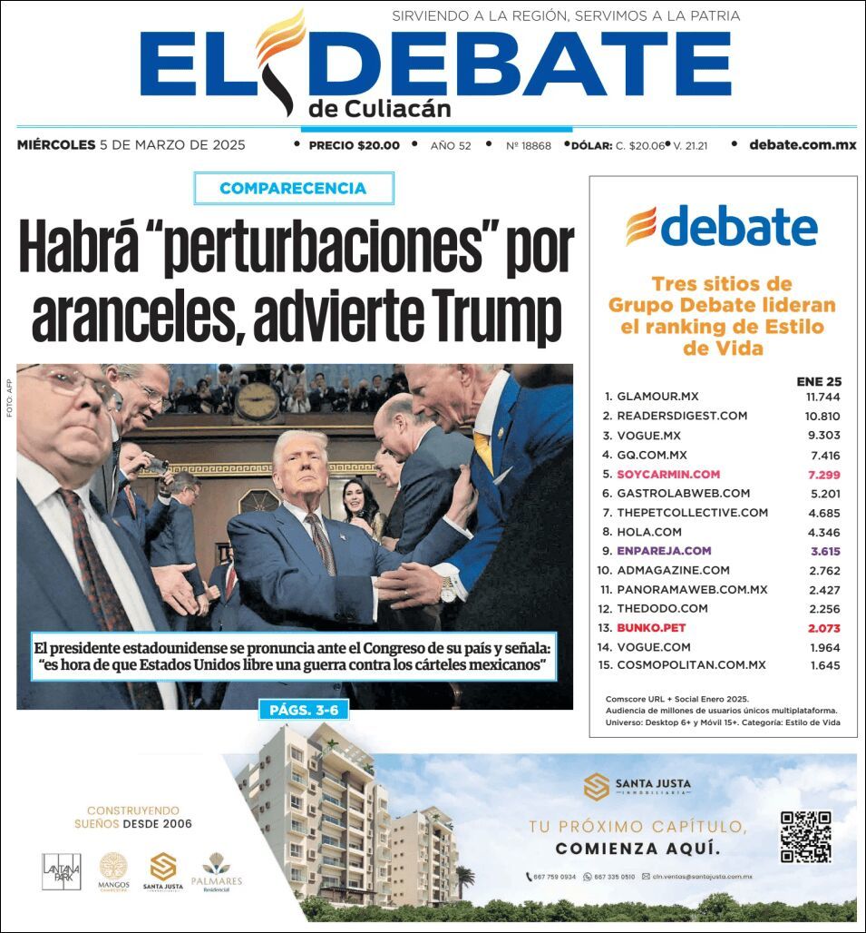 El Debate Culiacán, edición del miércoles 05 de marzo de 2025