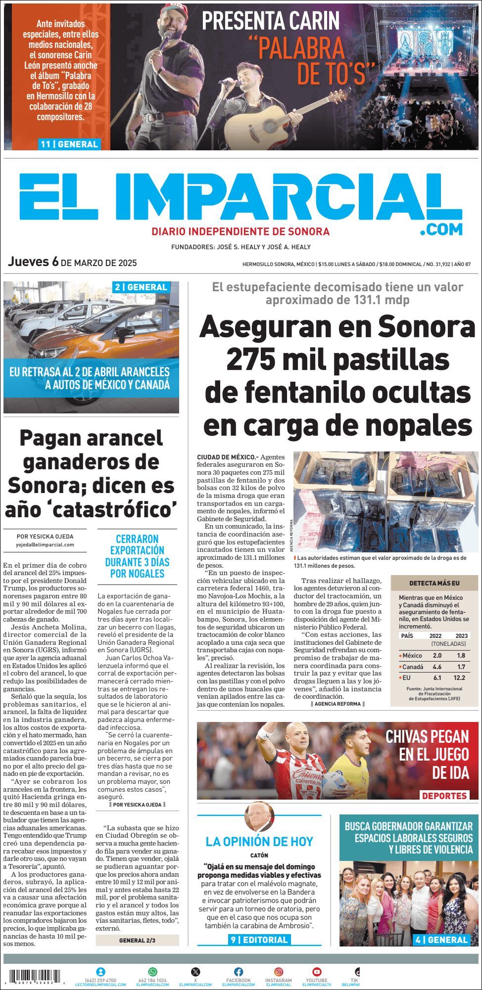 El Imparcial, edición del jueves 06 de marzo de 2025