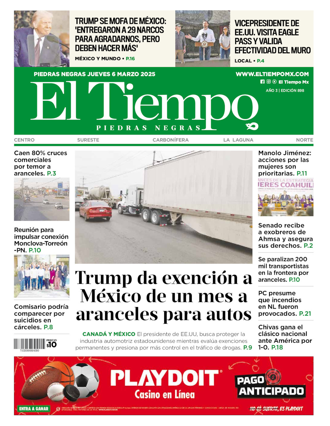 El Tiempo Piedras Negras, edición del jueves 06 de marzo de 2025