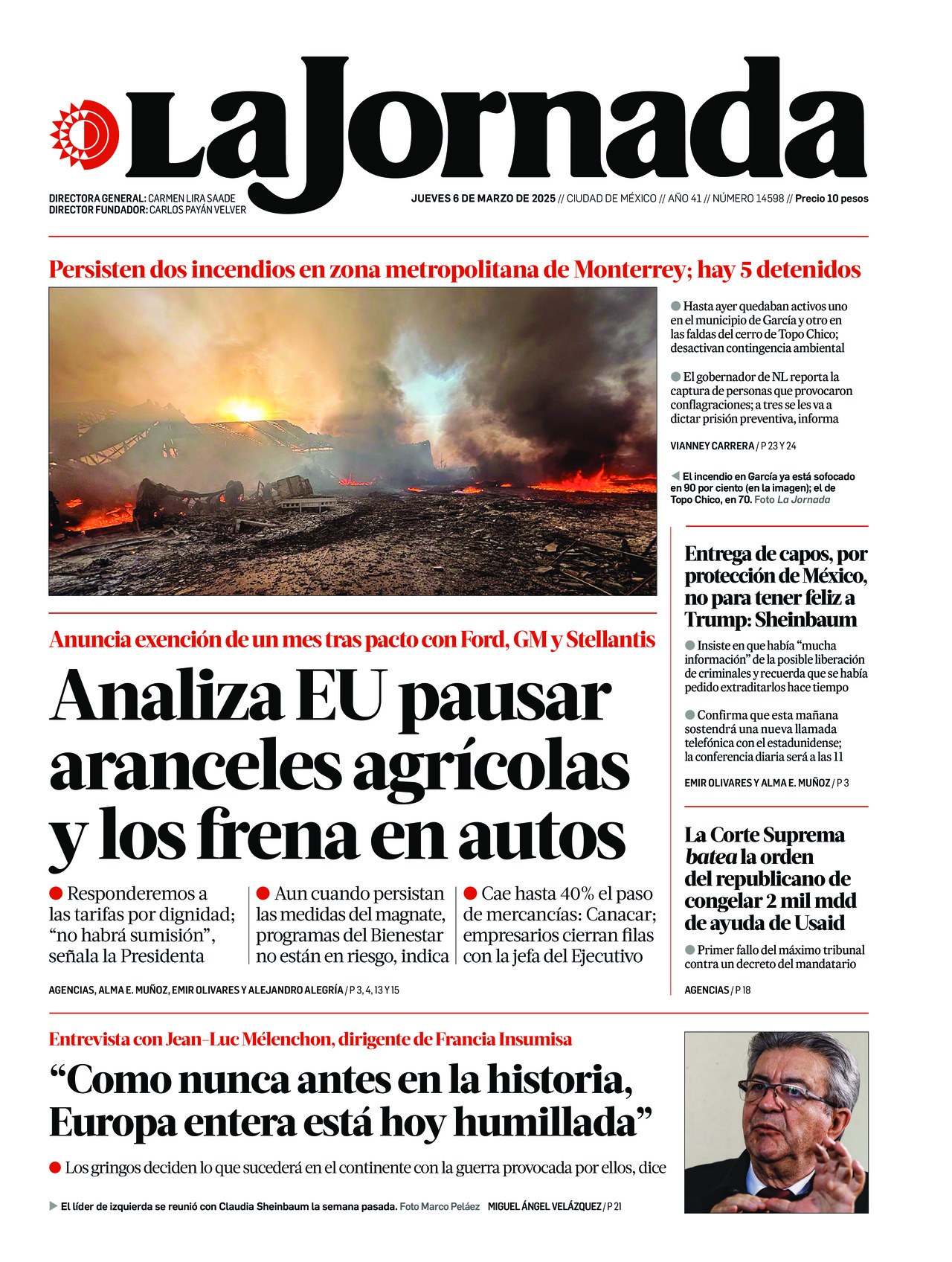 La Jornada, edición del jueves 06 de marzo de 2025