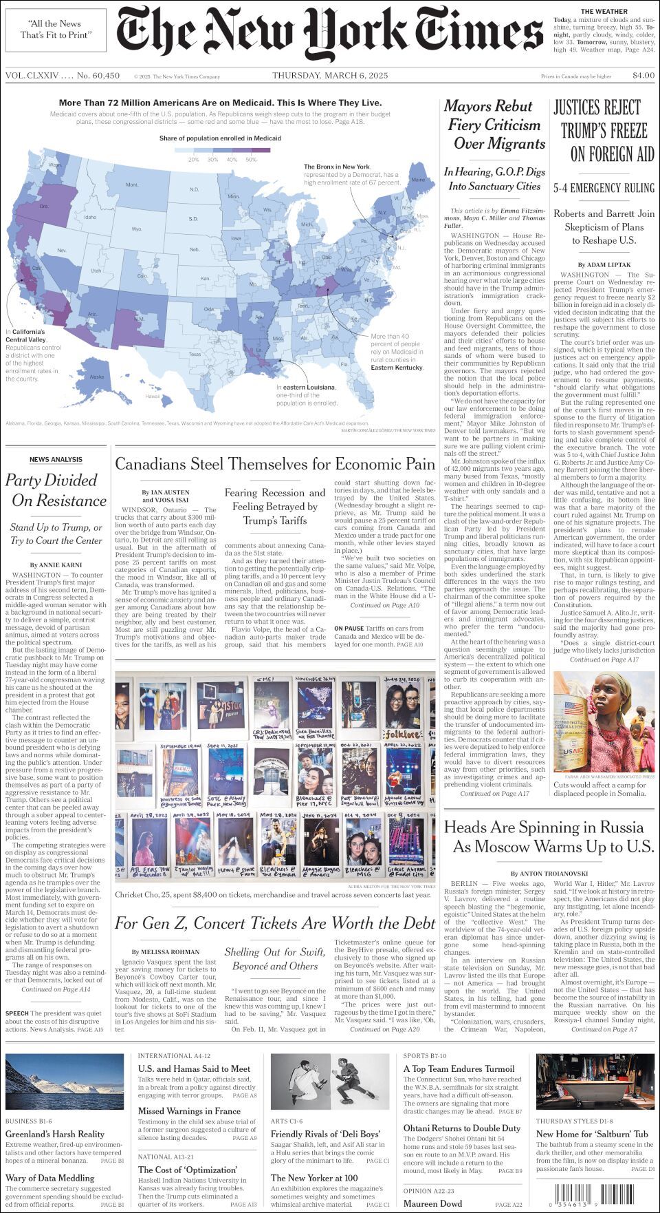 The New York Times, edición del jueves 06 de marzo de 2025