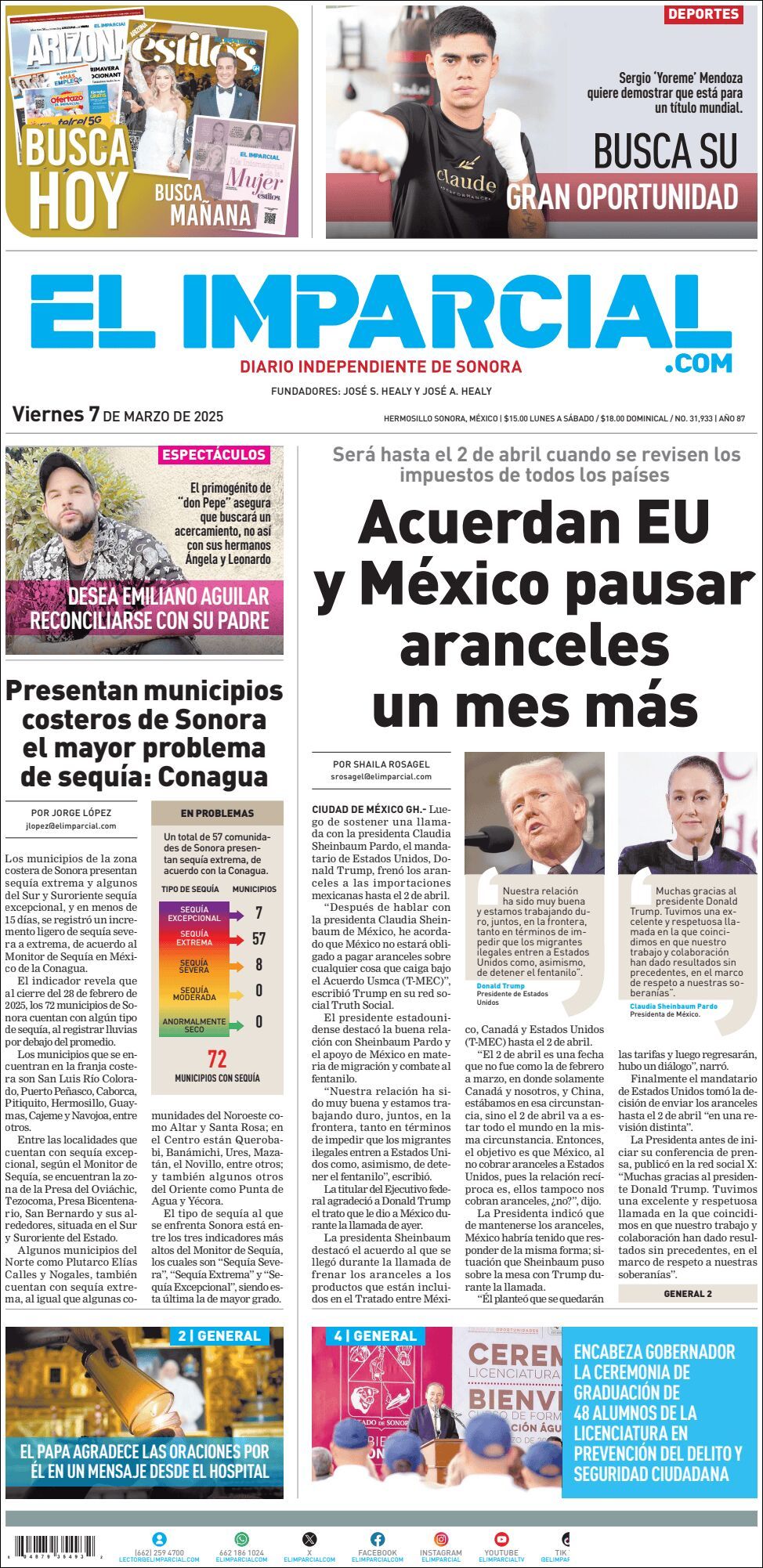 El Imparcial, edición del viernes 07 de marzo de 2025