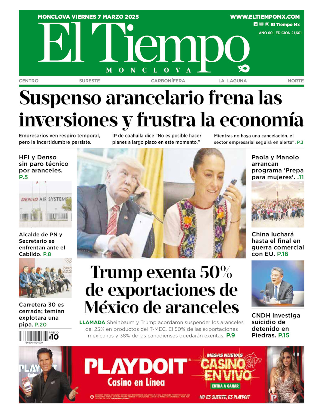 El Tiempo Monclova, edición del viernes 07 de marzo de 2025