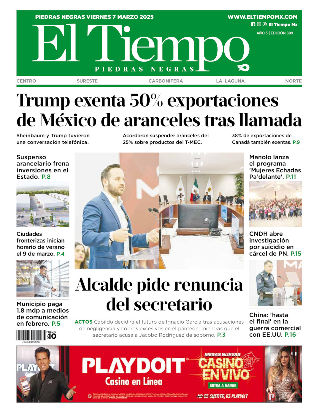 El Tiempo Piedras Negras, edición del viernes 07 de marzo de 2025