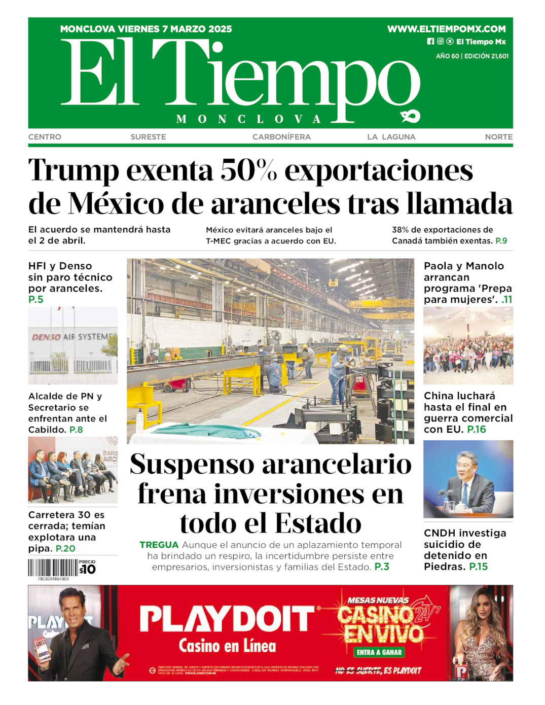 El Tiempo Región Carbonífera, edición del viernes 07 de marzo de 2025