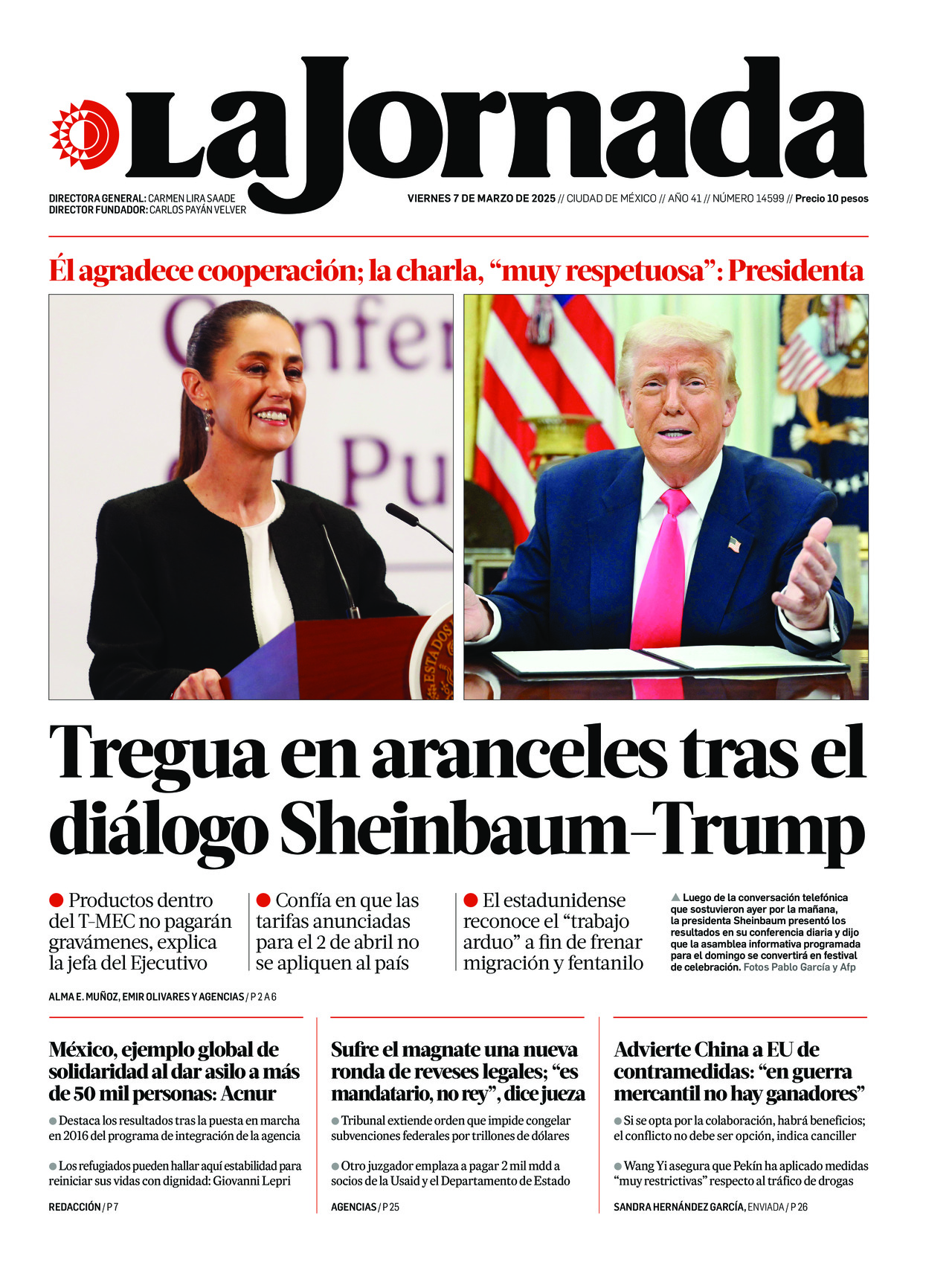 La Jornada, edición del viernes 07 de marzo de 2025