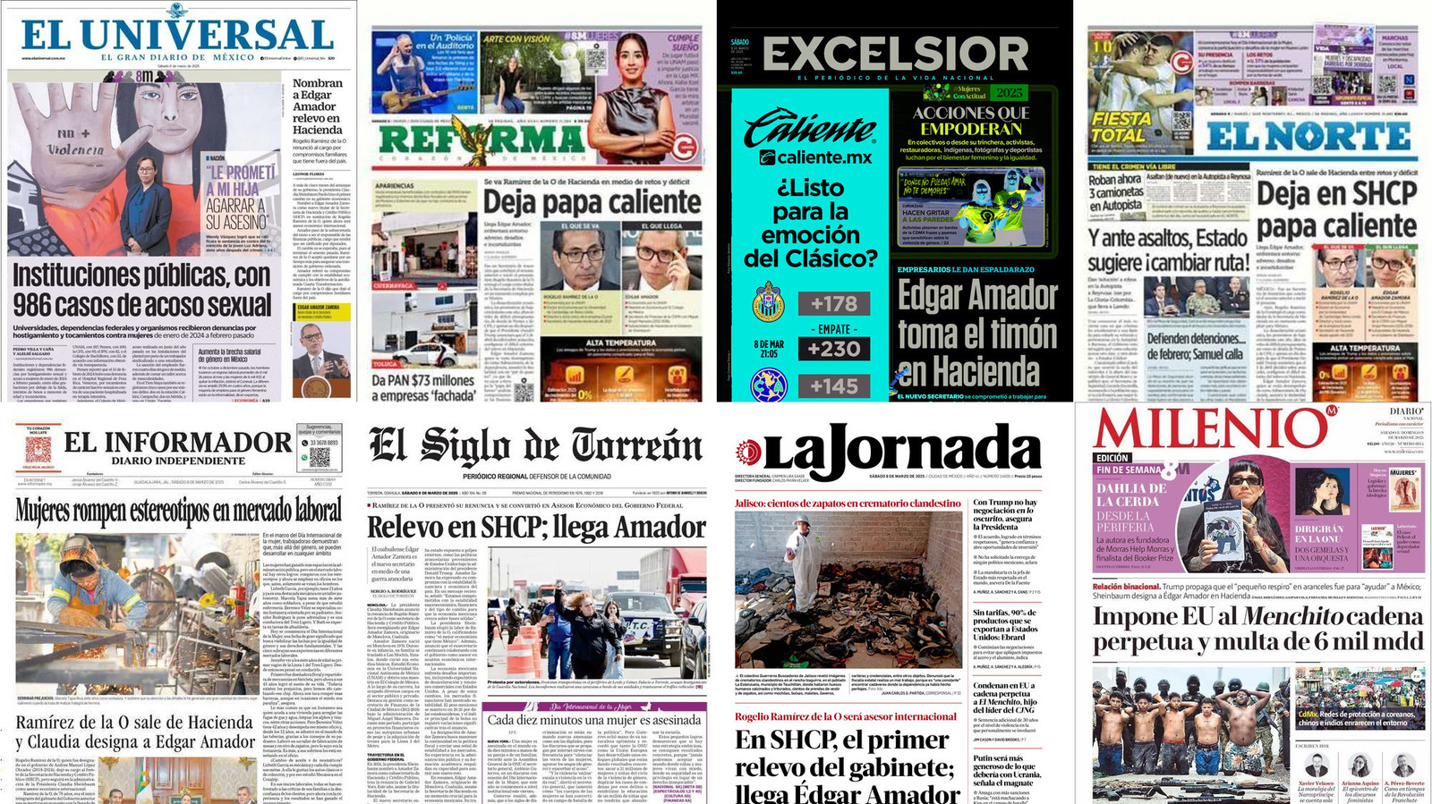 Portadas de periódicos impresos más importantes de México hoy