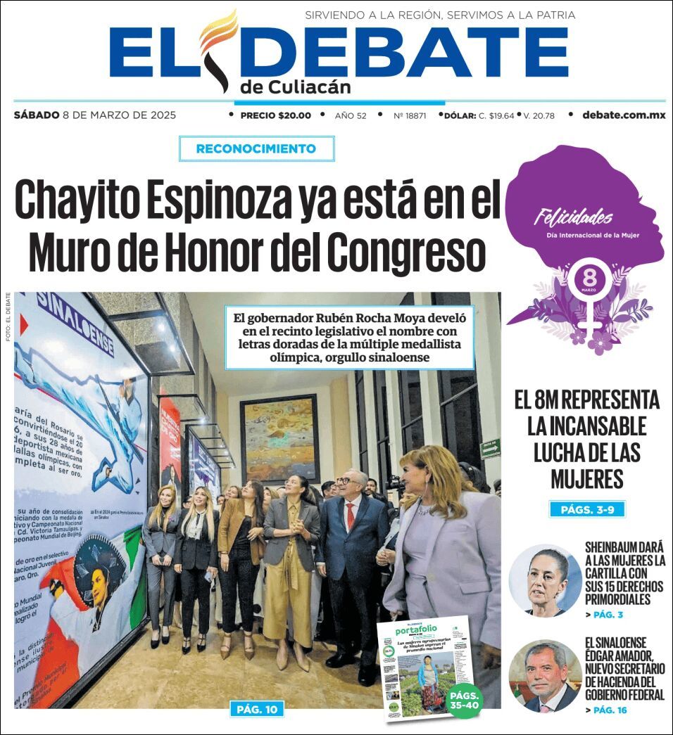 El Debate Culiacán, edición del sábado 08 de marzo de 2025