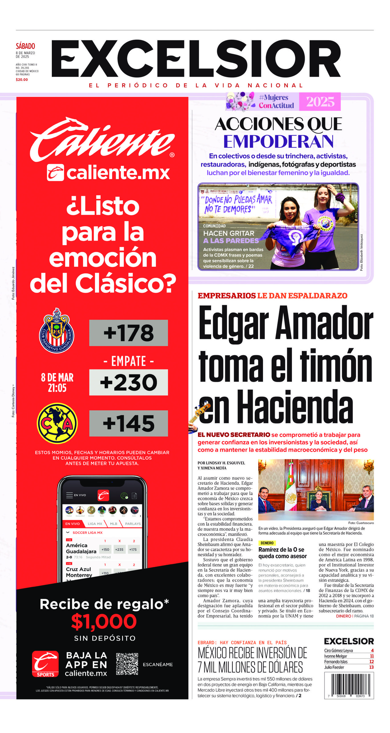 Excelsior, edición del sábado 08 de marzo de 2025