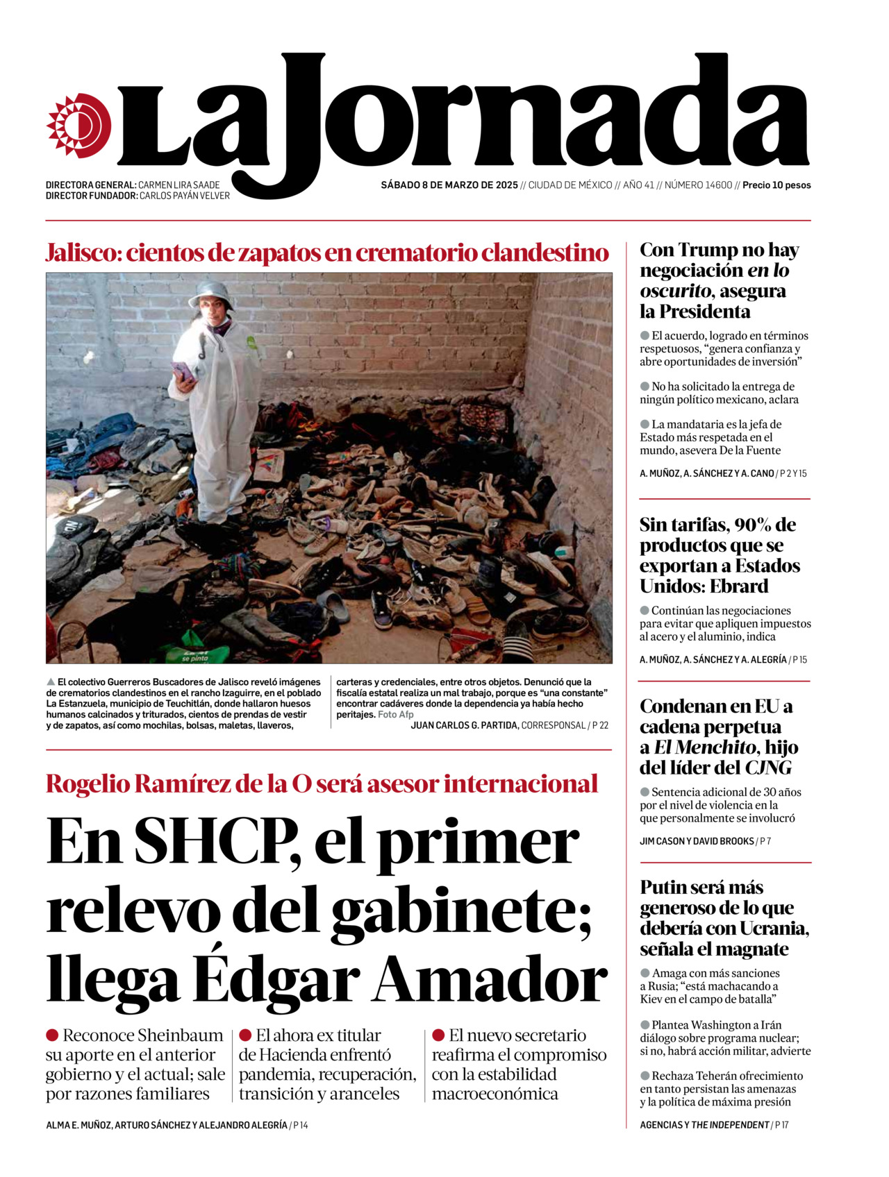 La Jornada, edición del sábado 08 de marzo de 2025