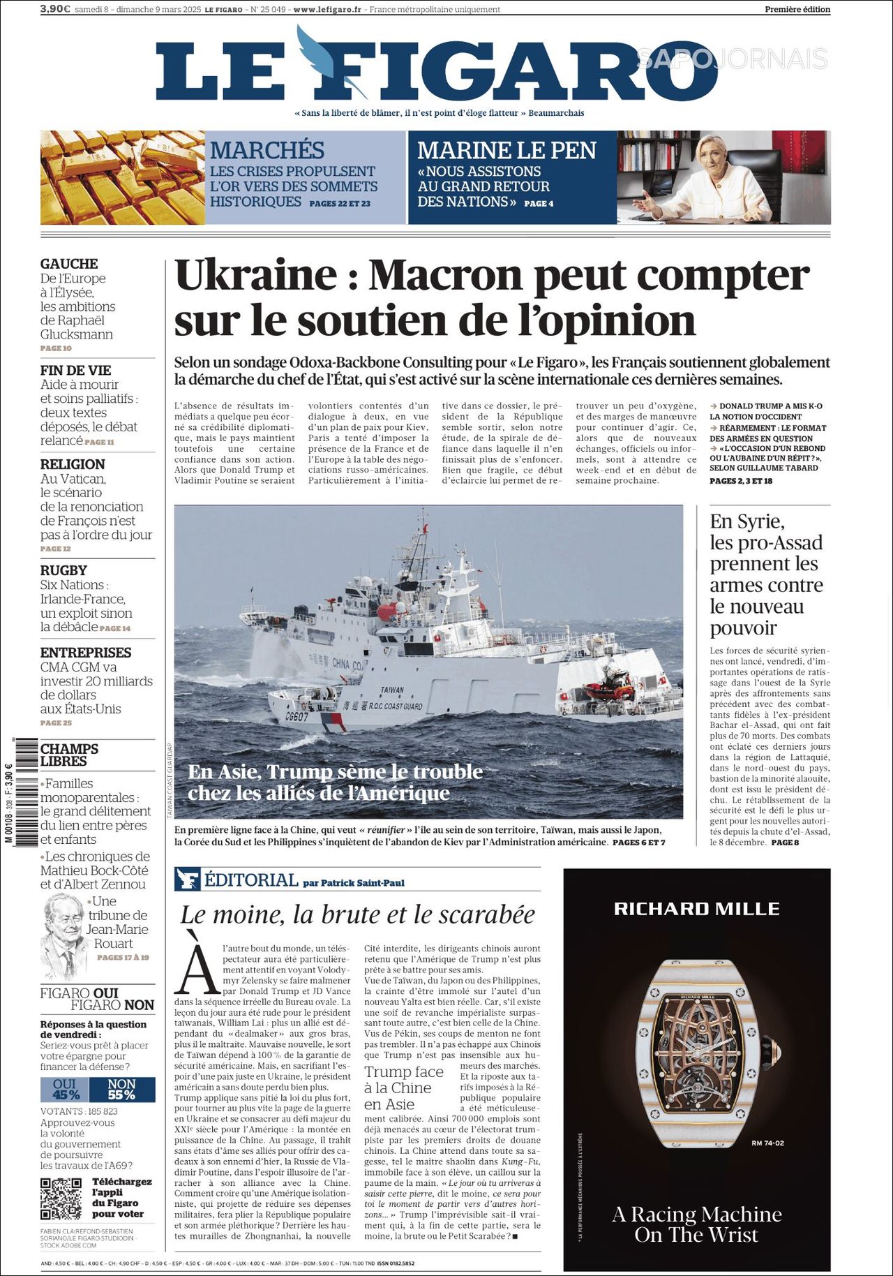 Le Figaro, edición del sábado 08 de marzo de 2025