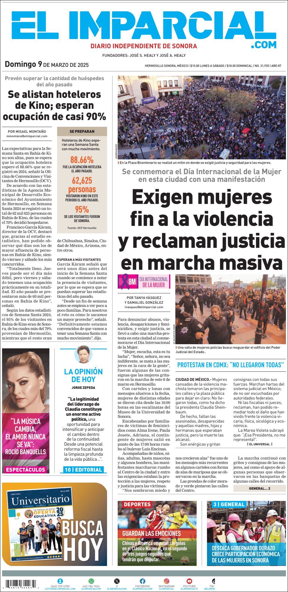 El Imparcial, edición del domingo 09 de marzo de 2025