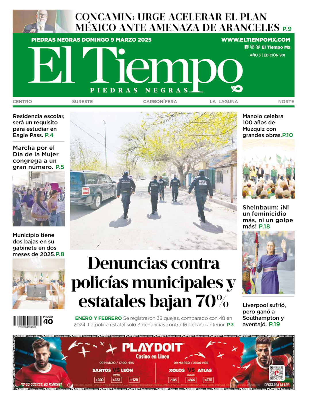 El Tiempo Piedras Negras, edición del domingo 09 de marzo de 2025