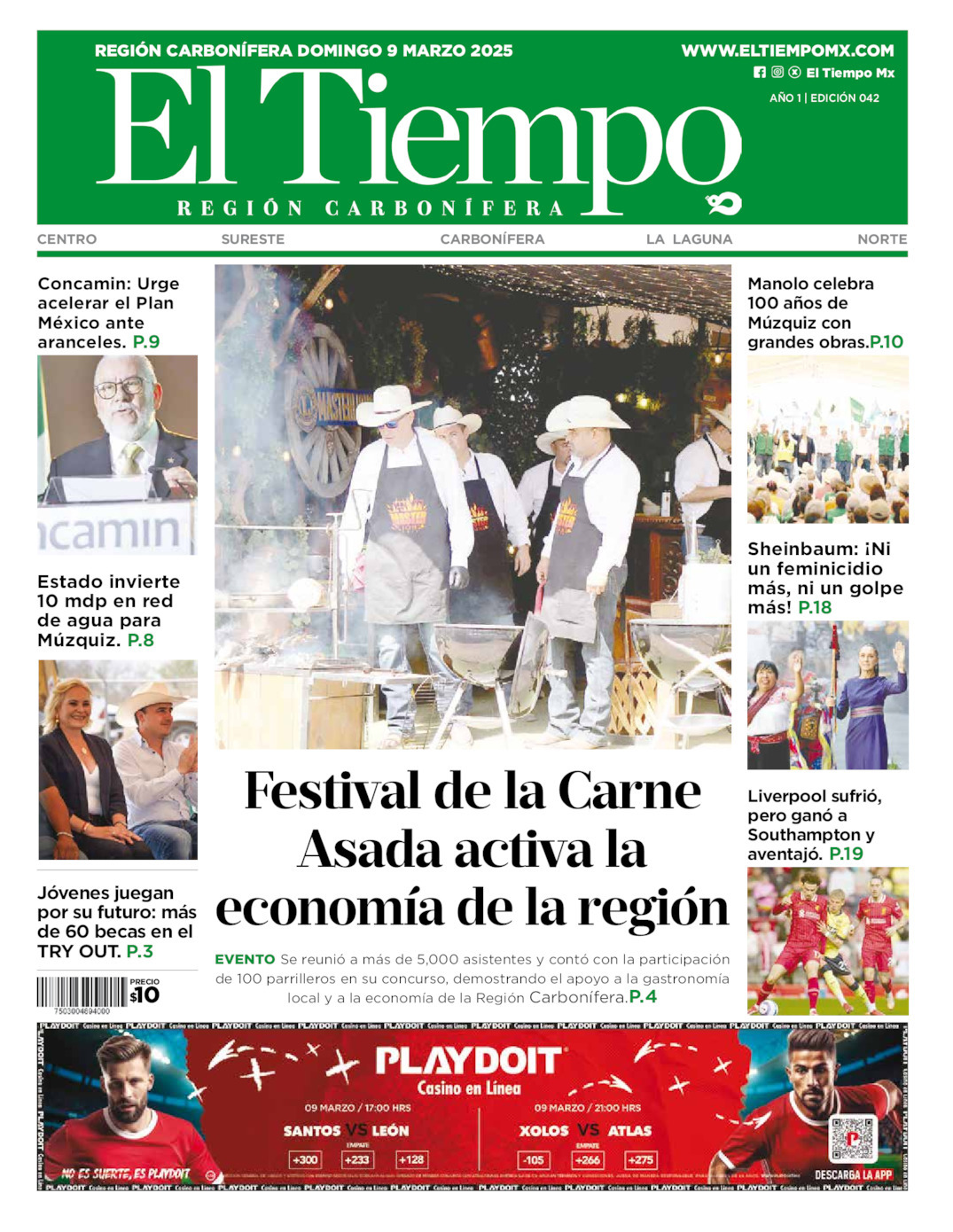 El Tiempo Región Carbonífera, edición del domingo 09 de marzo de 2025