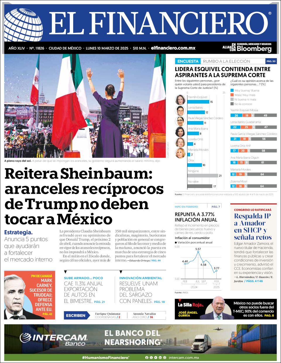 El Financiero, edición del lunes 10 de marzo de 2025