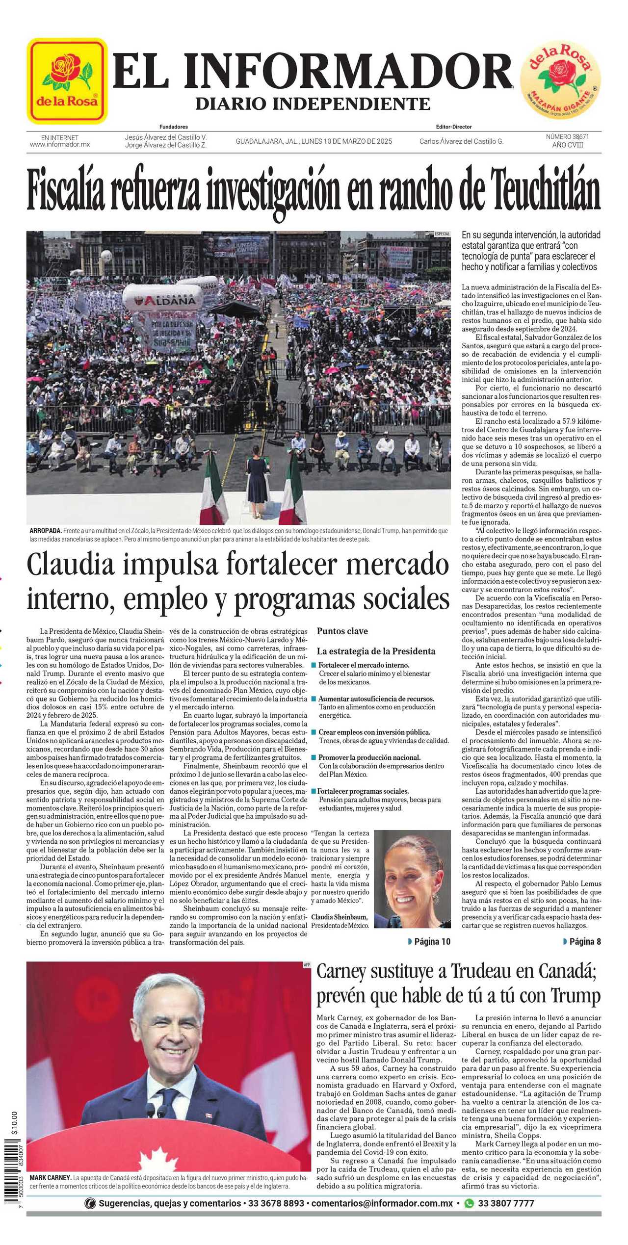 El Informador, edición del lunes 10 de marzo de 2025