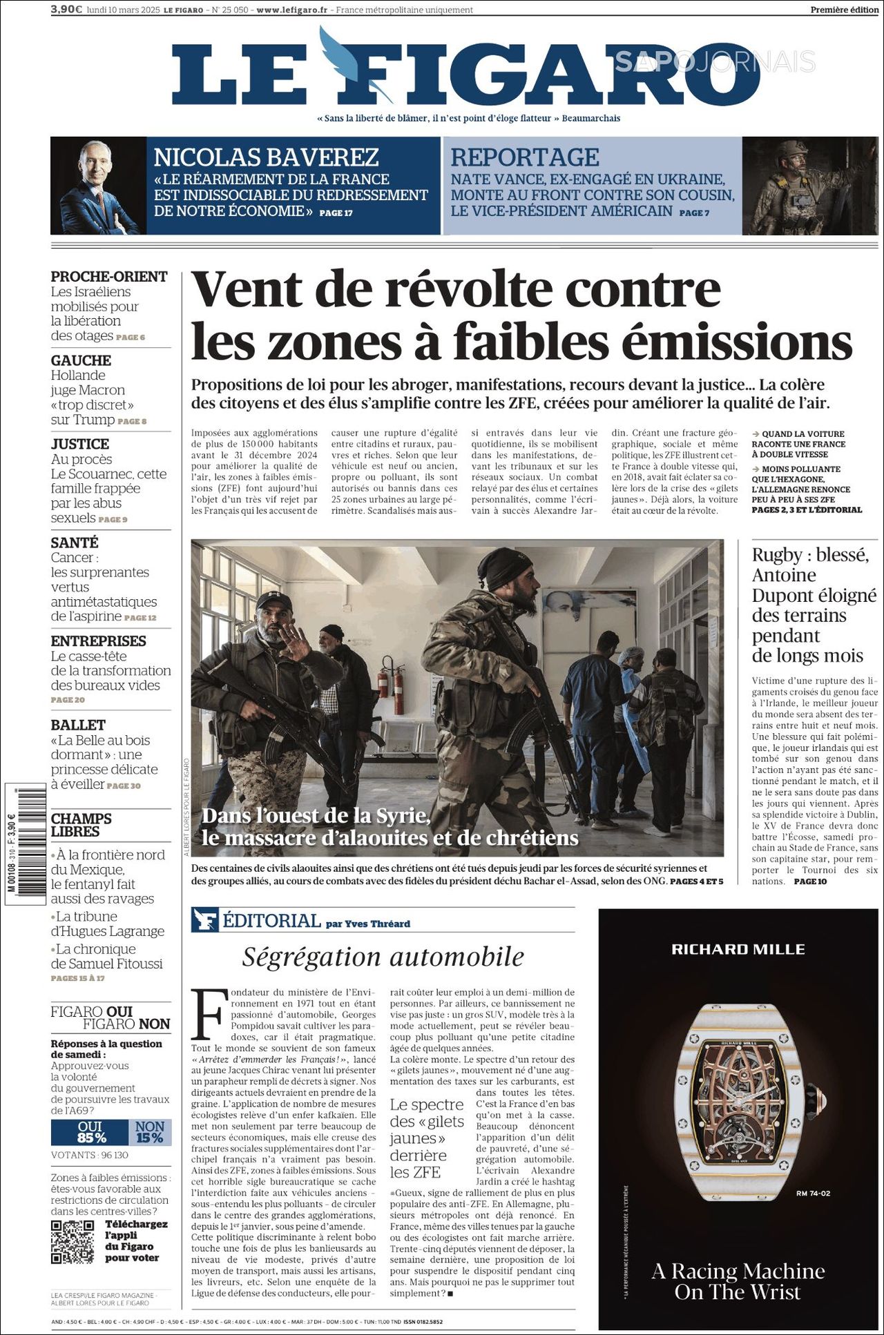 Le Figaro, edición del lunes 10 de marzo de 2025