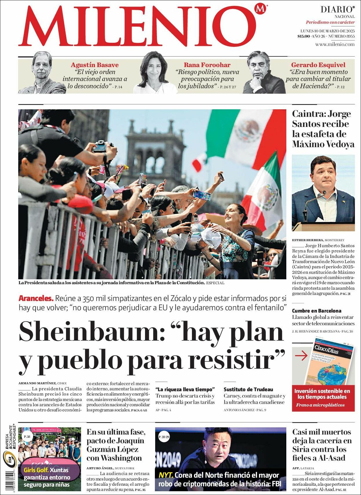 Milenio, edición del lunes 10 de marzo de 2025