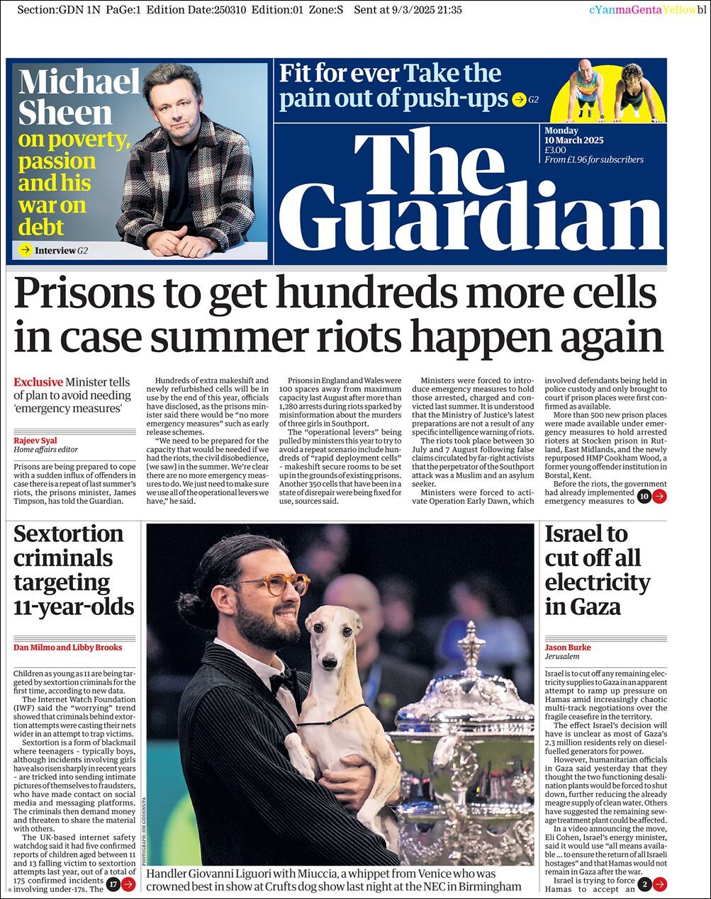 The Guardian, edición del lunes 10 de marzo de 2025