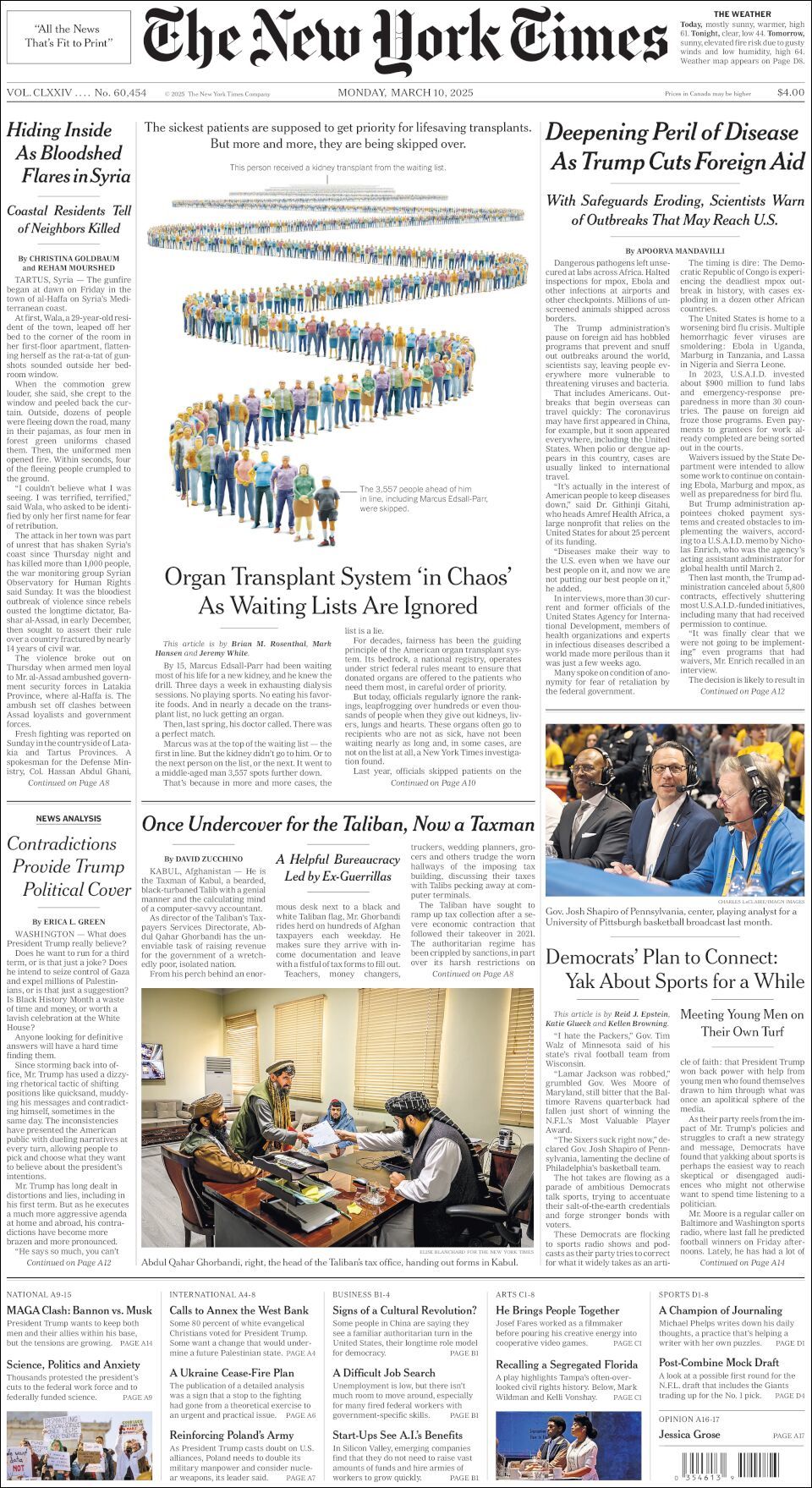 The New York Times, edición del lunes 10 de marzo de 2025