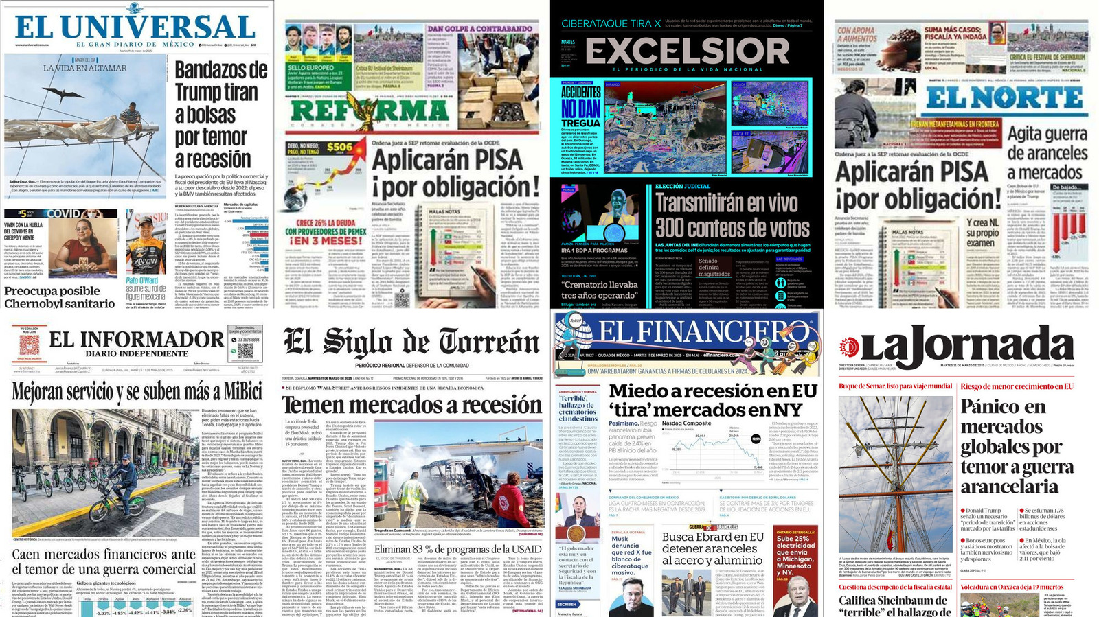 Portadas de periódicos impresos más importantes de México hoy