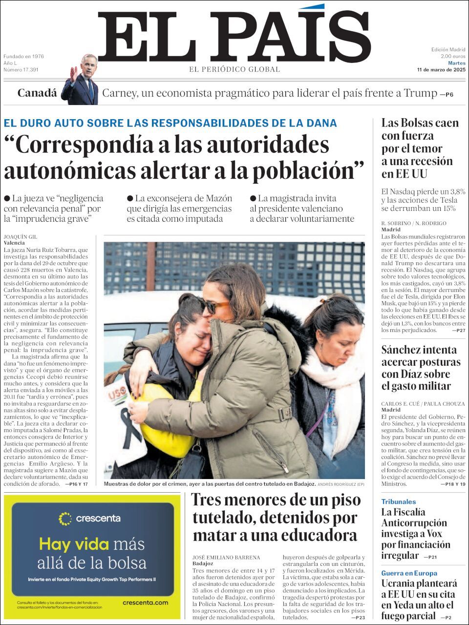 El País, edición del martes 11 de marzo de 2025