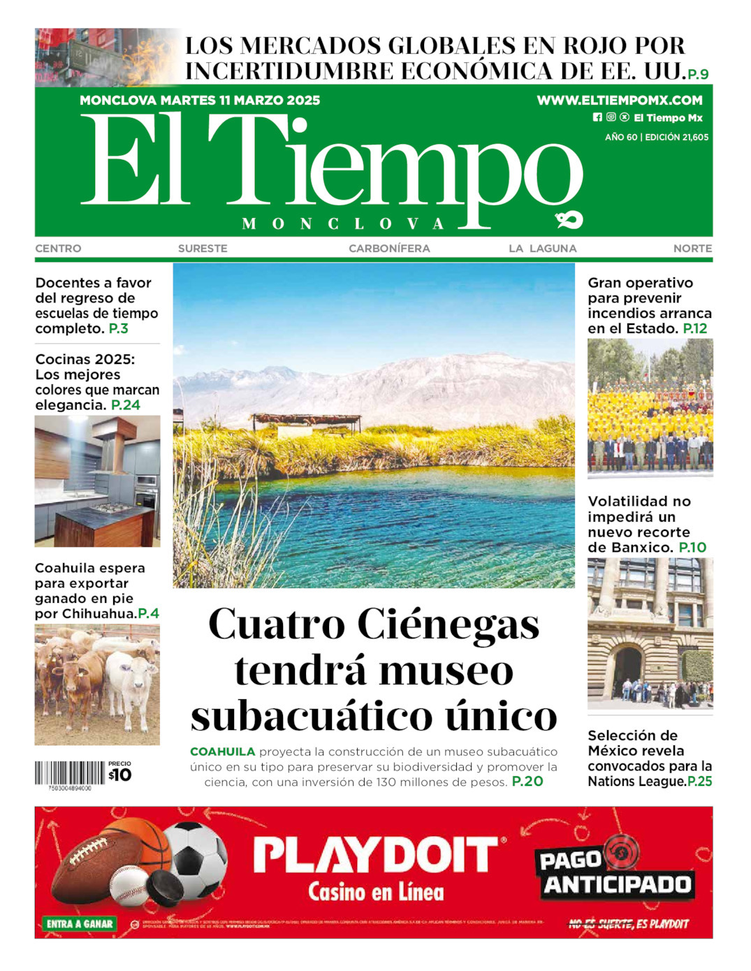 El Tiempo Monclova, edición del martes 11 de marzo de 2025