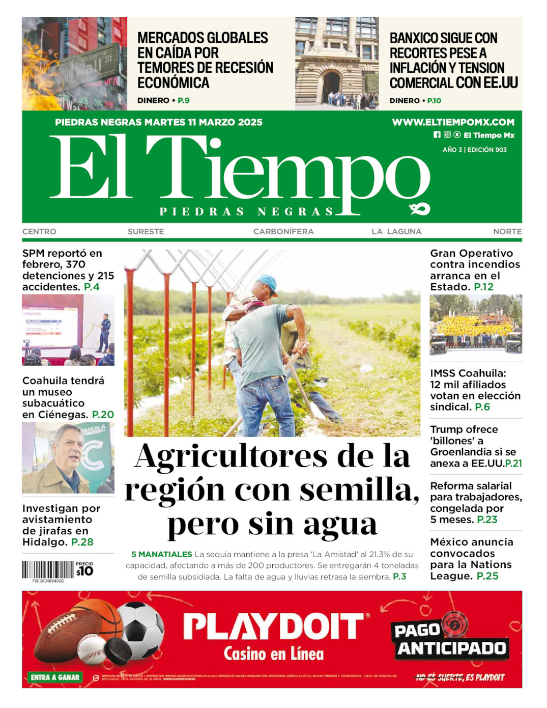 El Tiempo Piedras Negras, edición del martes 11 de marzo de 2025